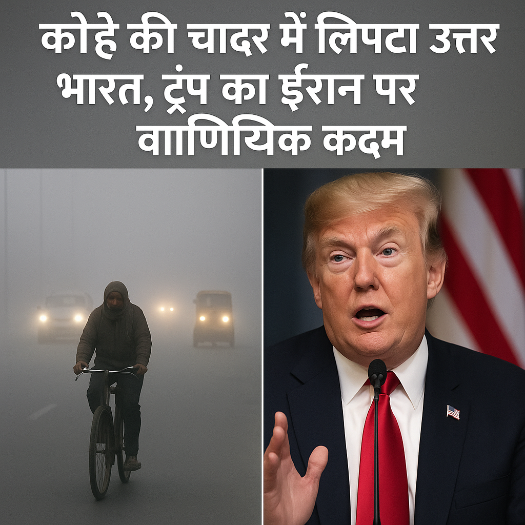 कोहरे की चादर में लिपटा उत्तर भारत, ट्रंप का ईरान पर वाणिज्यिक कदम