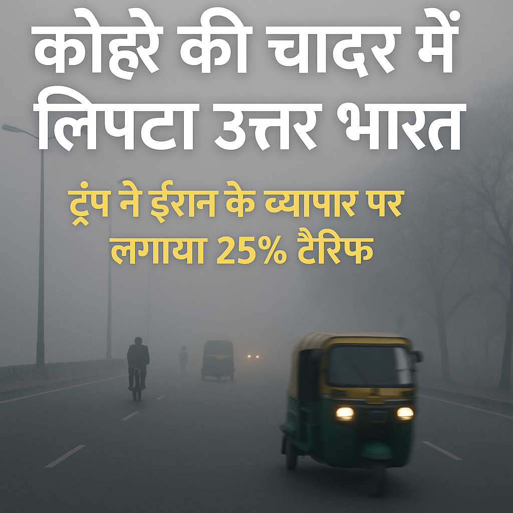 कोहरे की चादर में लिपटा उत्तर भारत; ट्रंप ने ईरान के व्यापार पर लगाया 25% टैरिफ